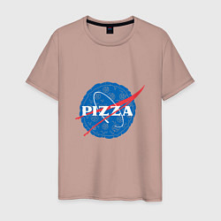 Футболка хлопковая мужская NASA Pizza, цвет: пыльно-розовый