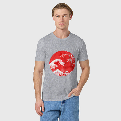 Мужская футболка Волна в Канагаве / Меланж – фото 3