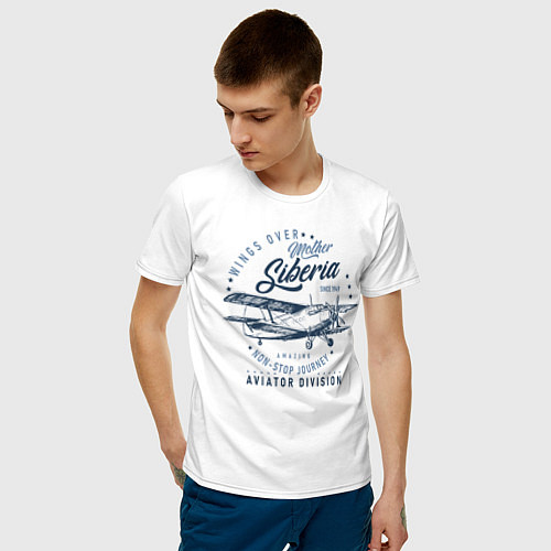 Мужская футболка Крылья над Сибирью / Белый – фото 3
