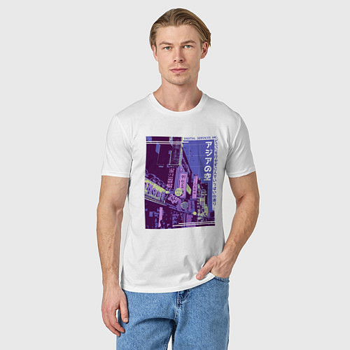 Мужская футболка Neon Asian Street Vaporwave / Белый – фото 3