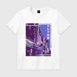 Футболка хлопковая мужская Neon Asian Street Vaporwave, цвет: белый