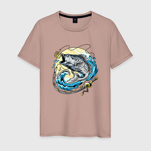 Мужская футболка Рыбалка / Пыльно-розовый – фото 1