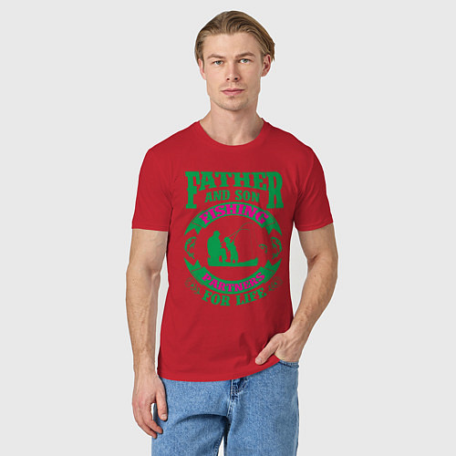 Мужская футболка Рыбалка: отец и сын / Красный – фото 3