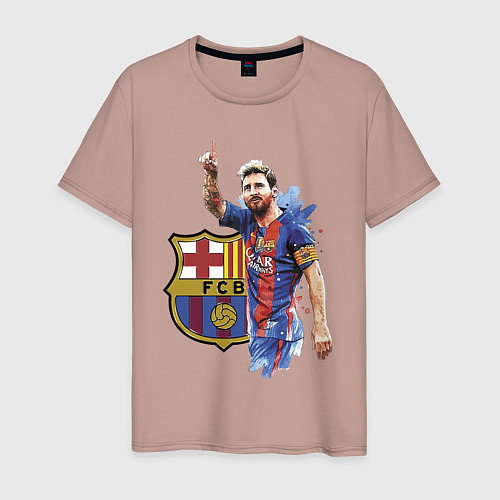 Мужская футболка Lionel Messi Barcelona Argentina! / Пыльно-розовый – фото 1