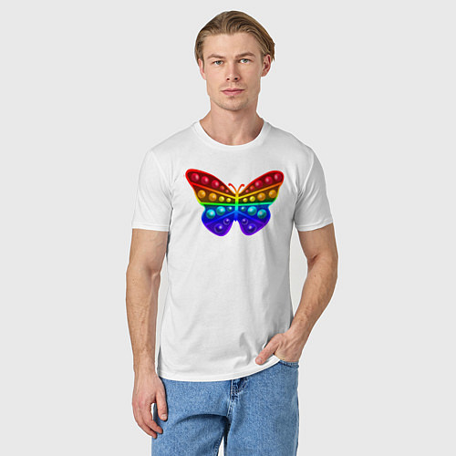 Мужская футболка Бабочка, радуга, поп-ит / Белый – фото 3