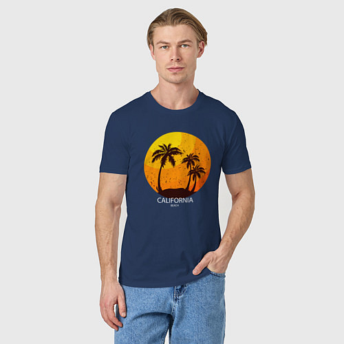 Мужская футболка Лето, пальмы, Калифорния / Тёмно-синий – фото 3