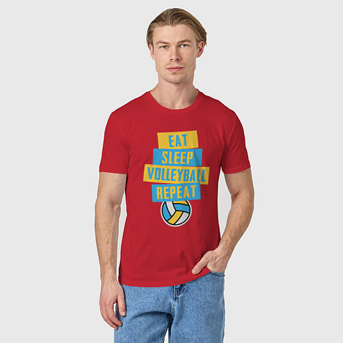 Мужская футболка Еда, сон, волейбол / Красный – фото 3