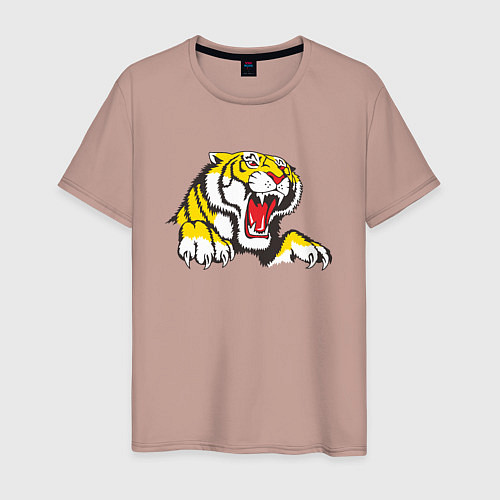 Мужская футболка Тигр / Пыльно-розовый – фото 1