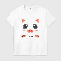 Футболка хлопковая мужская Свинья образ pig, цвет: белый