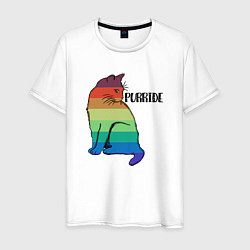 Футболка хлопковая мужская Rainbow Cat, цвет: белый