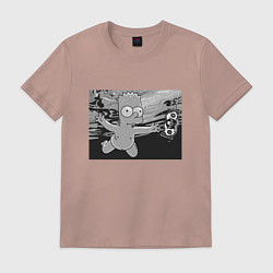 Футболка хлопковая мужская Simpsons x Nirvana, цвет: пыльно-розовый