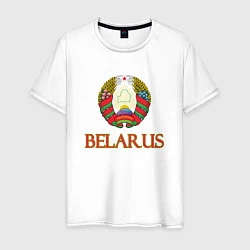 Футболка хлопковая мужская Герб Belarus, цвет: белый