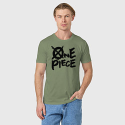 Футболка хлопковая мужская One Piece Большой куш лого, цвет: авокадо — фото 2