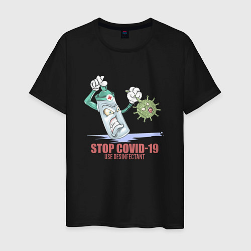 Мужская футболка Stop Covid / Черный – фото 1