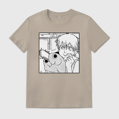 Мужская футболка Человек — бензопила / Миндальный – фото 1