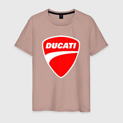 Футболка хлопковая мужская DUCATI ДУКАТИ ЭМБЛЕМА, цвет: пыльно-розовый