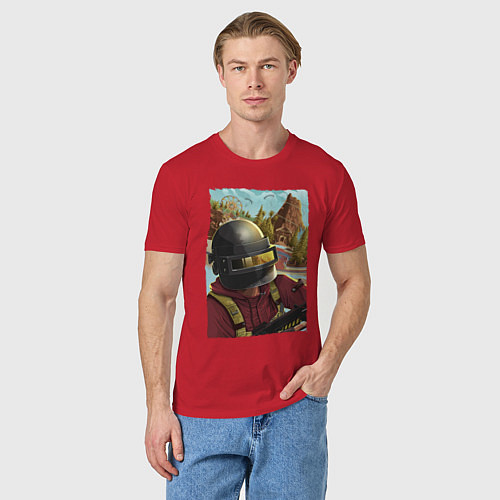 Мужская футболка Дино Лэнд PUBG / Красный – фото 3