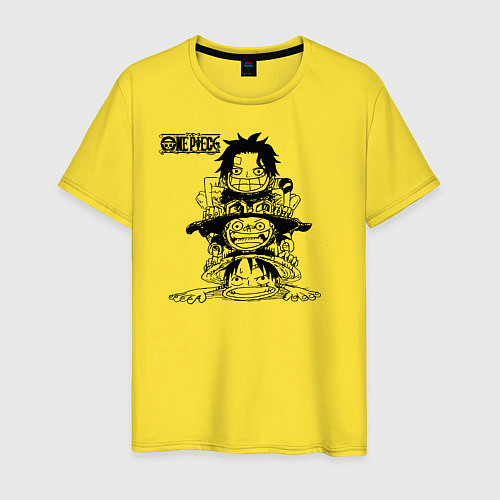 Мужская футболка Эйс, Луффи и Сабо - Братство ASL / Желтый – фото 1