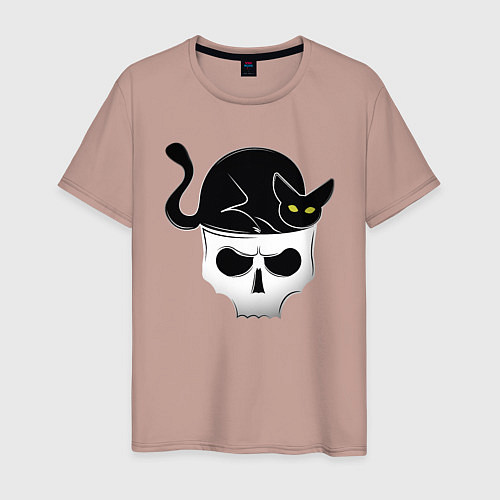 Мужская футболка Skull Cat / Пыльно-розовый – фото 1