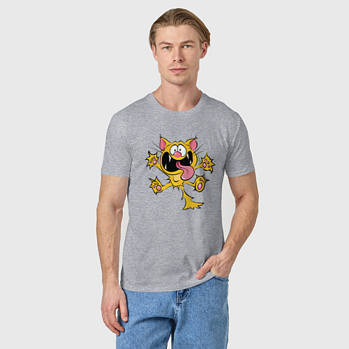Мужская футболка Crazy Cat / Меланж – фото 3