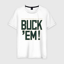 Футболка хлопковая мужская Buck Em, цвет: белый