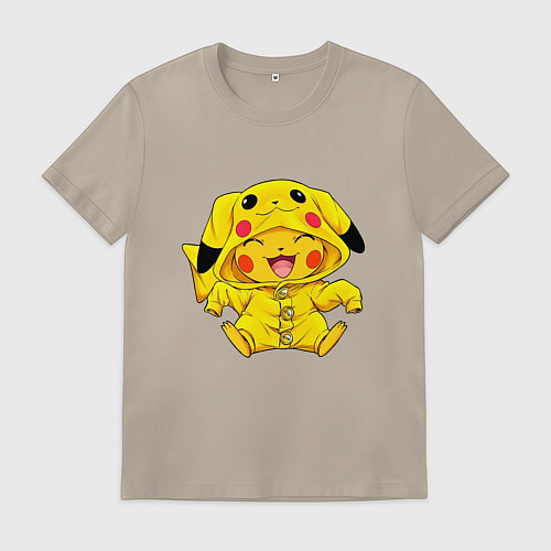 Мужская футболка Милый пикачу / Миндальный – фото 1