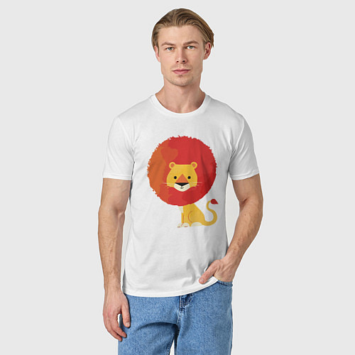 Мужская футболка Милый лев / Белый – фото 3