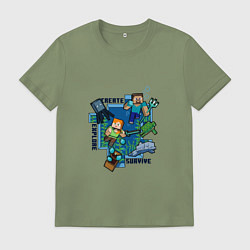 Футболка хлопковая мужская Майнкрафт Под водой, цвет: авокадо