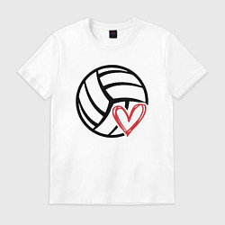 Футболка хлопковая мужская Love Volleyball, цвет: белый