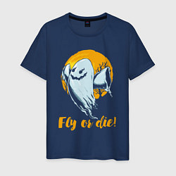 Футболка хлопковая мужская Fly or die!, цвет: тёмно-синий