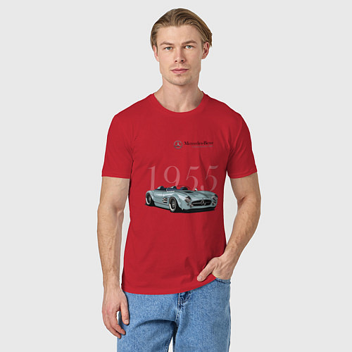 Мужская футболка Mercedes Benz Gullwing Speedster Skylik / Красный – фото 3