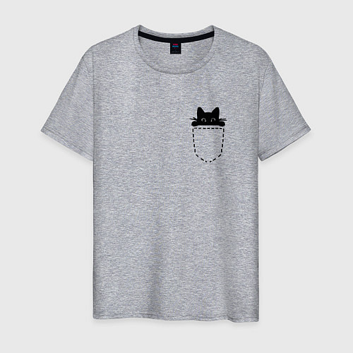 Мужская футболка Кот в кармане / Меланж – фото 1
