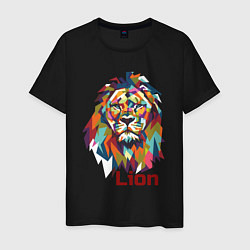 Футболка хлопковая мужская Lion, цвет: черный