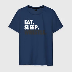 Футболка хлопковая мужская EAT SLEEP WRESTLE, цвет: тёмно-синий