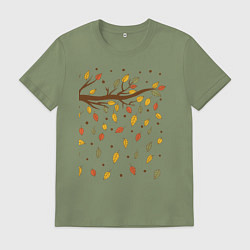 Футболка хлопковая мужская Листья, цвет: авокадо