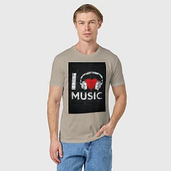 Футболка хлопковая мужская I love music, цвет: миндальный — фото 2