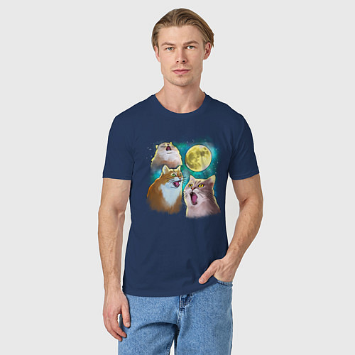Мужская футболка Котики воют на Луну / Тёмно-синий – фото 3