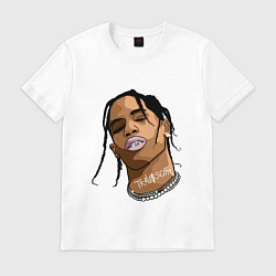 Футболка хлопковая мужская TRAVIS SCOTT ASTROWORLD Z, цвет: белый