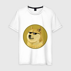 Футболка хлопковая мужская Dogecoin, цвет: белый