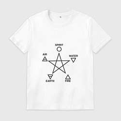 Футболка хлопковая мужская Пентаграмма элементов, цвет: белый