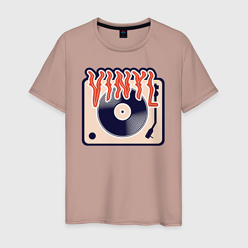 Мужская футболка Винил Vinyl DJ / Пыльно-розовый – фото 1