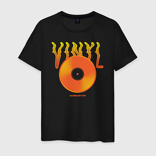 Мужская футболка Vinyl sounds better / Черный – фото 1