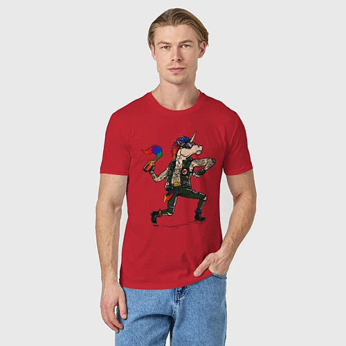 Мужская футболка Единорг Панк / Красный – фото 3