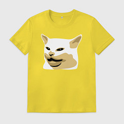 Футболка хлопковая мужская Кот Смадж Мем, цвет: желтый