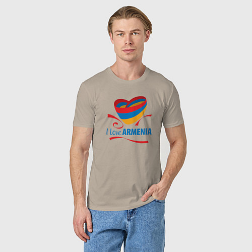 Мужская футболка Я люблю Армению / Миндальный – фото 3