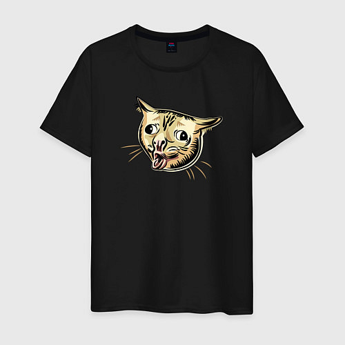 Мужская футболка Кашлюющий котик мем / Черный – фото 1