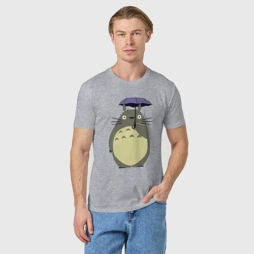 Мужская футболка Тоторо под зонтом / Меланж – фото 3