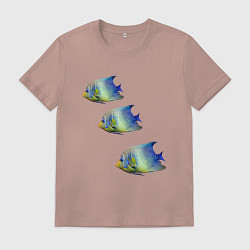 Футболка хлопковая мужская Рыба, цвет: пыльно-розовый