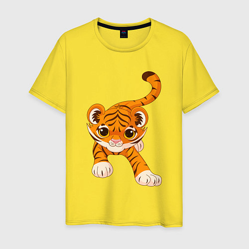 Мужская футболка Милый Тигренок / Желтый – фото 1