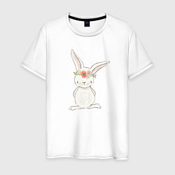 Футболка хлопковая мужская Милый кролик, цвет: белый